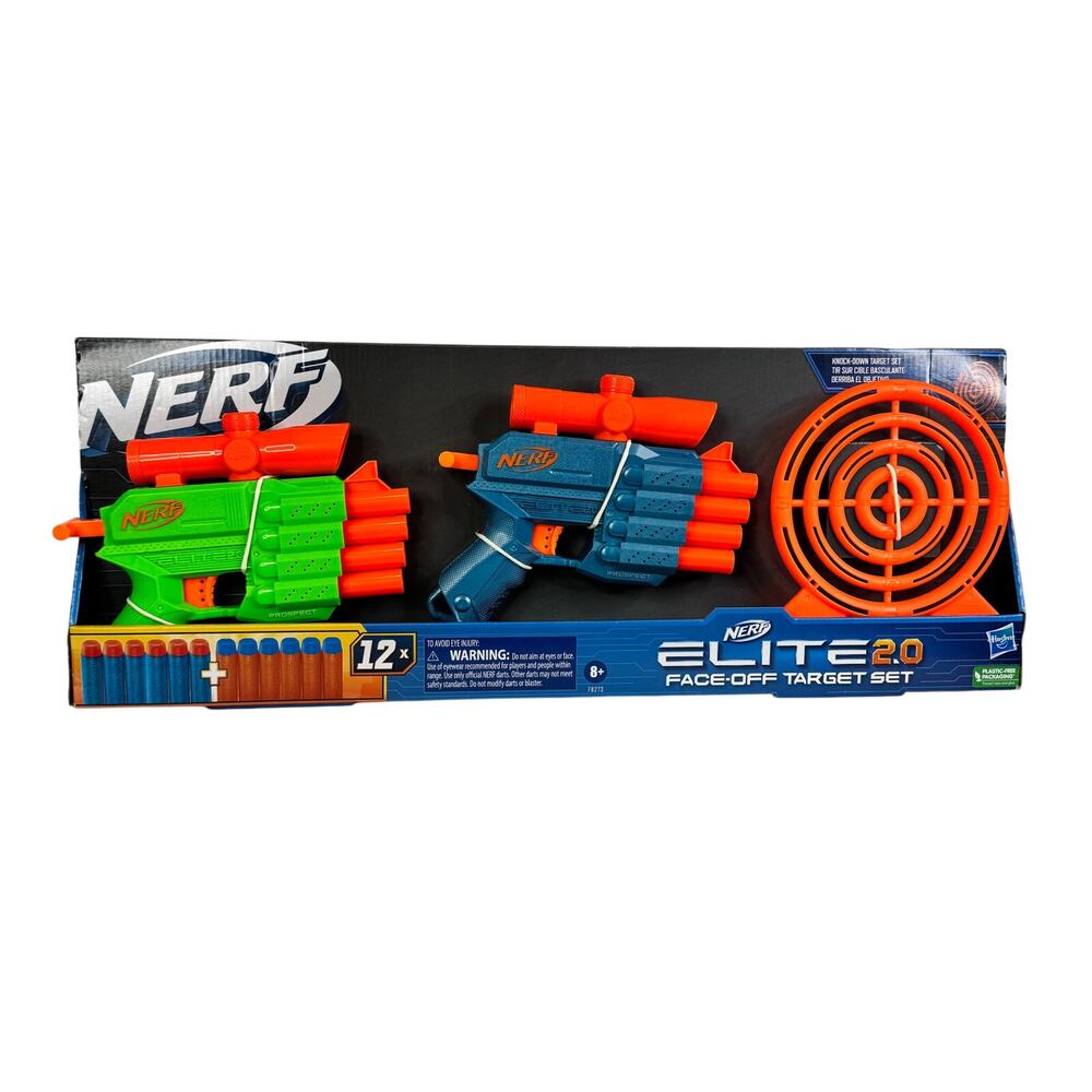 Nerf Elite 2.0 Face Off‎ Target Set, Includes 2 Toy Foam Dart Blasters & Target